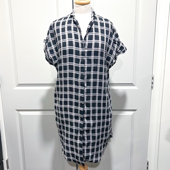 Rag & Bone Cooper Black Grey Plaid Shirt Dress Mini – Size Medium - Picture 5 of 13